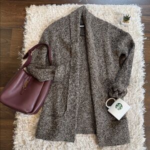 EUC MARV Cozy Gray Knit Wool Blend Women's Open Cardigan Sweater Pockets M